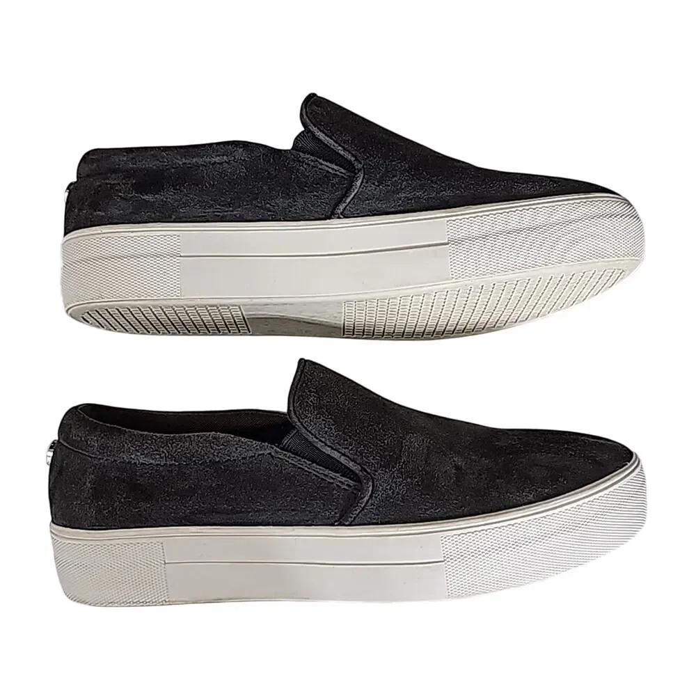 Steve Madden Womens Sz 7.5 Gills Gray Suede Platform Slip On Sneakers